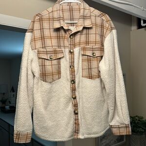 Tan button down with fur torso & arms